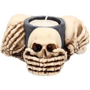 Nemesis Now Three Wise Skulls Tealight Holder 13cm Ivory