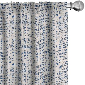 Ambesonne Ethnic Window Curtains, Watercolor Style Hand Drawn Grid Pattern Hippie Folk Batik Design, Lightweight Decor 2-Panel Set with Rod Pocket, Pair of - 28" x 63", Azure Blue
