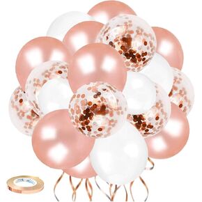 Pink and Purple Balloons, 55PCS 12 Inch Metallic Purple Pink Latex Balloons Kit, Purple Pink Confetti Balloons with Ribbon for Girl Birthday Bridal Wedding Baby Shower Princess Party Decorations