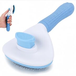 Cat hair brush, pet grooming brush for dogs and cats, self-cleaning, removing loose hair and tangles (Pink)