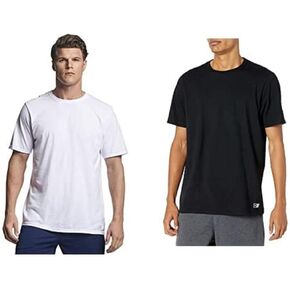 Russell Athletic mens Performance Cotton Short Sleeve T-Shirt, Black/White, M