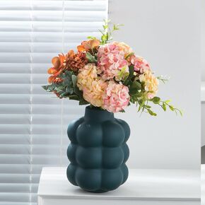 White Ceramic Vase, Small Vases for Home Modern Decor, Round Vases for Fresh Flowers Dried Flower, Pampas Grass, Pottery Decorative Vase for Office Centerpieces Wedding Dinner Table