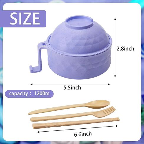 2 Sets Microwave Ramen Cooker Bowl Set 33 oz Quick Ramen Cooker with Handles Ramen Noodle Cooker with Spoon Chopsticks Fork College Dorm Room Apartment Essentials?Black, Beige? in Saudi Arabia