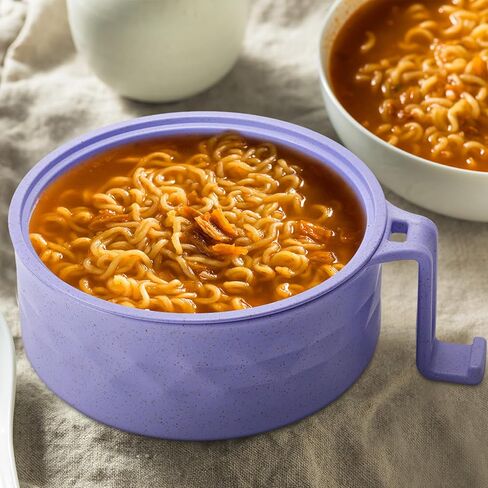 2 Sets Microwave Ramen Cooker Bowl Set 33 oz Quick Ramen Cooker with Handles Ramen Noodle Cooker with Spoon Chopsticks Fork College Dorm Room Apartment Essentials?Black, Beige? in Saudi Arabia