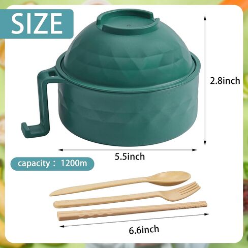 2 Sets Microwave Ramen Cooker Bowl Set 33 oz Quick Ramen Cooker with Handles Ramen Noodle Cooker with Spoon Chopsticks Fork College Dorm Room Apartment Essentials?Black, Beige? in Saudi Arabia