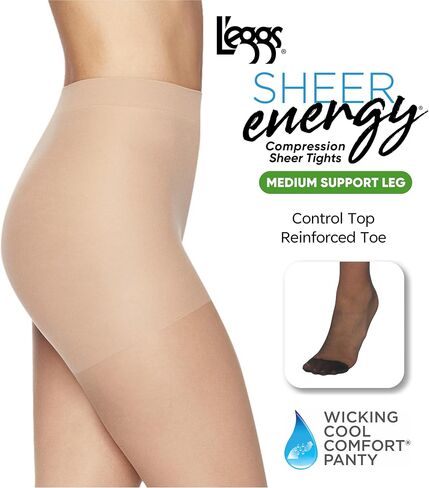 L'eggs Women's Sheer Energy 2 Pair Control Top Reinforced Toe Panty Hose in Saudi Arabia