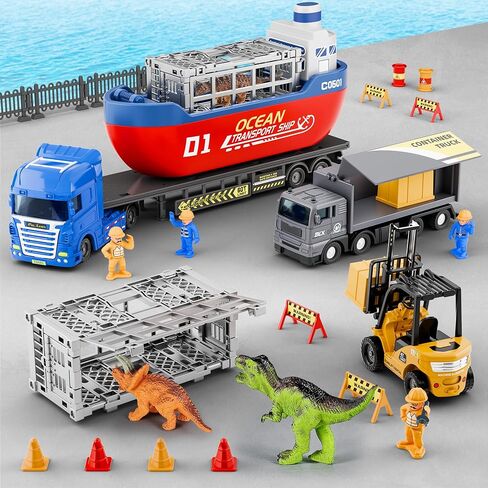 iPlay, iLearn Construction Toys Truck for Boys 3-5, Kids Crane Excavator Digger Dump Tow Trucks Bulldozer Forklift Vehicles Set, Play Cars Sandbox, Birthday Gifts for 4 6 7 8 Year Old Toddlers Girls in Saudi Arabia