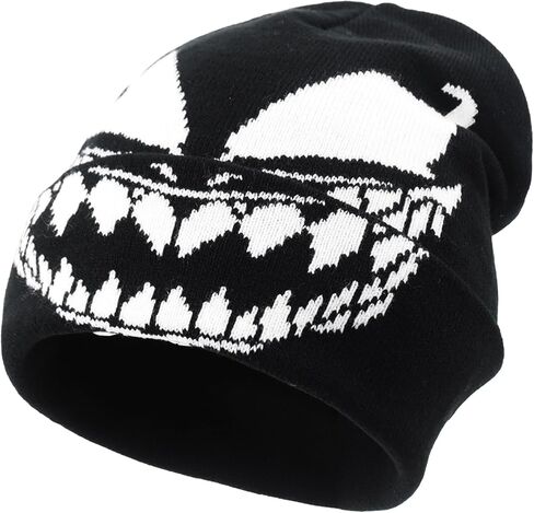 Marvel Venom Beanie Hat, Winter Knit Cap with Cuff and Face Design, Black, One Size in Saudi Arabia