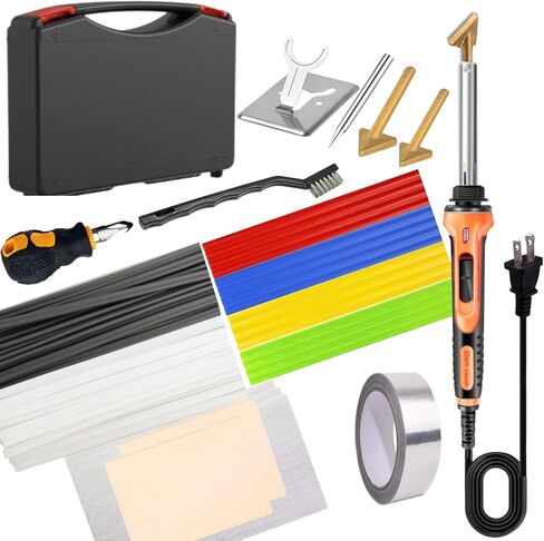 Plastic Welder - 110V-100W Plastic Welding Kit With 140Plastic Rods, 3 Tips, 3 Wire Mesh, 2 Sandpaper, 1 Aluminum Foil Tape, 1 Stand, 1 Metal Brush, 1 Screwdriver for Bumper Kayak Repair in Saudi Arabia