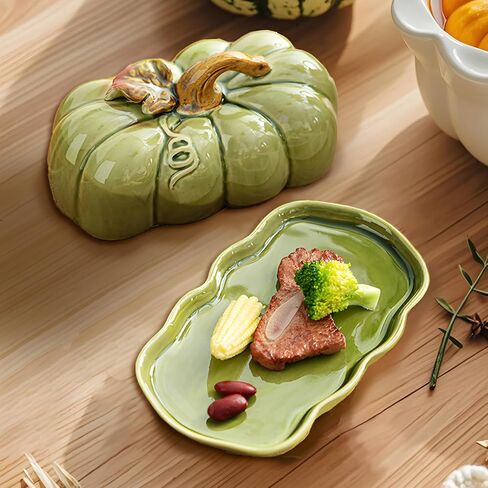 Pumpkin Butter Dish with Lid for Countertop, Ceramic Butter Container With Cover, Butter Keeper for Counter or Fridge, Decoration for Kitchen, White in Saudi Arabia