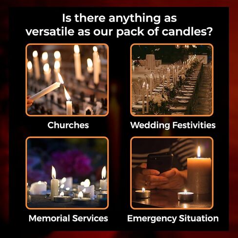 Welburn Veda&Co™ Church Candles, Household Candles, Emergency Candles - Pack of 24, 19mm x 7" (7 Hours Burn Time), 100% Fully Refined Paraffin Wax, for Memorial, Christmas Eve, Shabbat (White) in Saudi Arabia