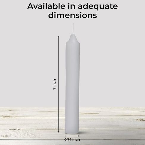 Welburn Veda&Co™ Church Candles, Household Candles, Emergency Candles - Pack of 24, 19mm x 7" (7 Hours Burn Time), 100% Fully Refined Paraffin Wax, for Memorial, Christmas Eve, Shabbat (White) in Saudi Arabia