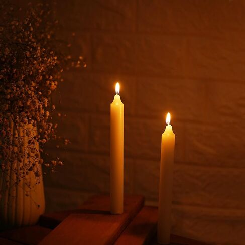 Welburn Veda&Co™ Church Candles, Household Candles, Emergency Candles - Pack of 24, 19mm x 7" (7 Hours Burn Time), 100% Fully Refined Paraffin Wax, for Memorial, Christmas Eve, Shabbat (White) in Saudi Arabia