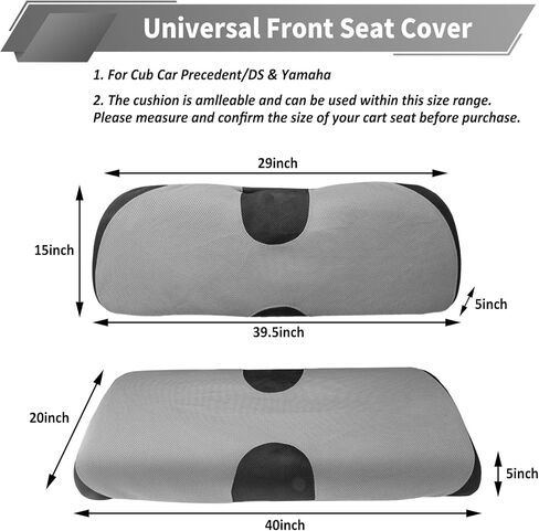 غطاء مقعد عربة الجولف، غطاء المقعد الأمامي والخلفي، طقم غطاء مقعد عربة الجولف العالمي مناسب لـ 4/2+2 ركاب عربة الجولف EZGO TXT RXV Club Car Yamaha، قابل للتنفس وقابل للغسل وسهل التركيب in Kuwait