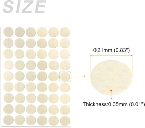Screw Hole Cover Stickers (21mm Dia) 162Pcs in 3 Sheet, PVC Shelf Peg Sealing Caps Waterproof - for Cupboard Wardrobe Furniture, Beige with Lines in Saudi Arabia