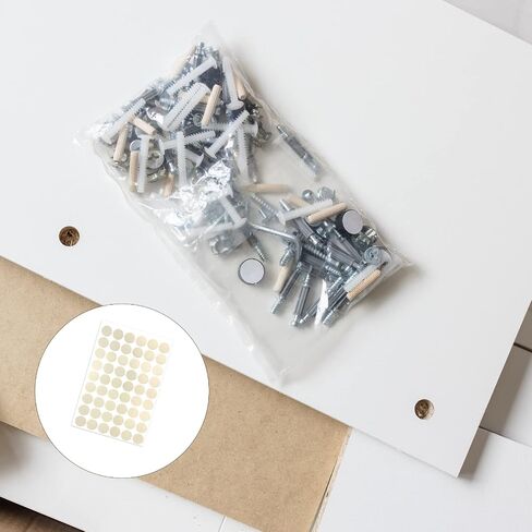 Screw Hole Cover Stickers (21mm Dia) 162Pcs in 3 Sheet, PVC Shelf Peg Sealing Caps Waterproof - for Cupboard Wardrobe Furniture, Beige with Lines in Saudi Arabia