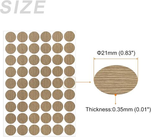 Screw Hole Cover Stickers (21mm Dia) 162Pcs in 3 Sheet, PVC Shelf Peg Sealing Caps Waterproof - for Cupboard Wardrobe Furniture, Beige with Lines in Saudi Arabia