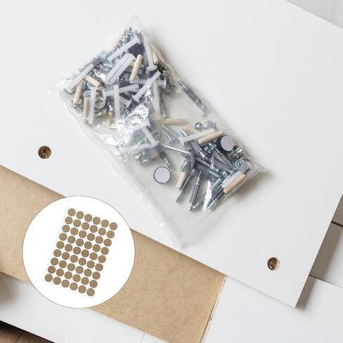 Screw Hole Cover Stickers (21mm Dia) 162Pcs in 3 Sheet, PVC Shelf Peg Sealing Caps Waterproof - for Cupboard Wardrobe Furniture, Beige with Lines in Saudi Arabia