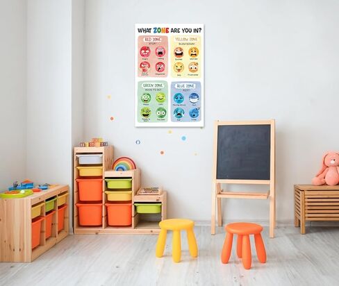 5M BOX Zones of Regulation Poster, What Zone Are You In Poster 16x24 for Feelings Chart; Emotion Chart, Mental Health, Back to School Classroom; School Counselor, Therapy Office Decor (Style 1) in Saudi Arabia