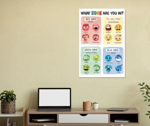 5M BOX Zones of Regulation Poster, What Zone Are You In Poster 16x24 for Feelings Chart; Emotion Chart, Mental Health, Back to School Classroom; School Counselor, Therapy Office Decor (Style 1) in Saudi Arabia