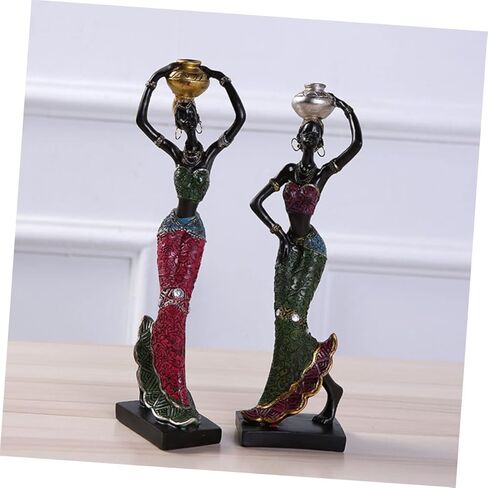 2 قطعة الحلي ديكور أسود ديكور المنزل الرجعية ديكور المنزل الأسود الموسيقار التماثيل الأفريقية امرأة أفريقية تمثال النحت التجريدي الأفريقي سطح المكتب الزينة العرقية نمط ديكور ملكة جمال in Kuwait