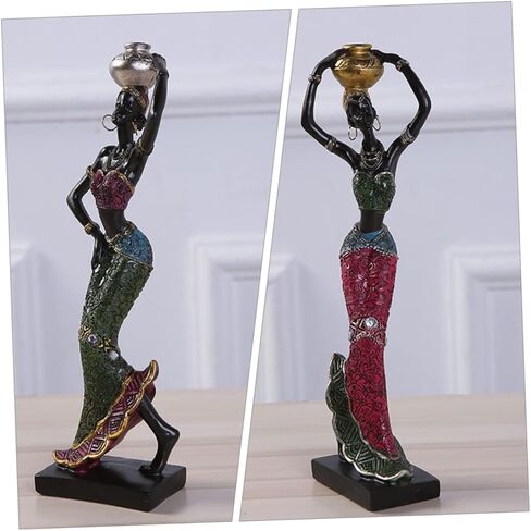 2 قطعة الحلي ديكور أسود ديكور المنزل الرجعية ديكور المنزل الأسود الموسيقار التماثيل الأفريقية امرأة أفريقية تمثال النحت التجريدي الأفريقي سطح المكتب الزينة العرقية نمط ديكور ملكة جمال in Kuwait
