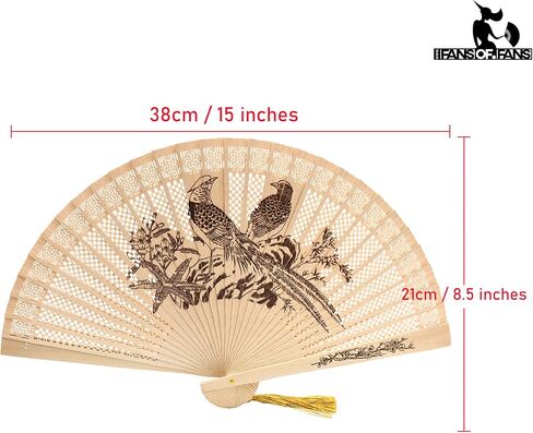 FANSOF.FANS Vintage Sandalwood Handheld Folding Hand Fan With a Tassel for Women Girls Summer Party Event Favour Birthday Wedding Souvenir Gift (Panda Heaven) in Kuwait