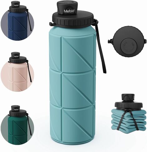 Collapsible Water Bottles,Leakproof BPA Free Silicone Foldable Portable Water Bottle 690ml(23oz),Lightweight Reusable Water bottle for Travel Cycling Gym Camping Sports Outdoor, Green in Saudi Arabia