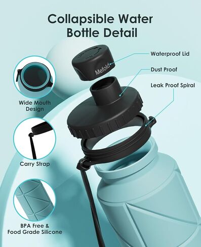 Collapsible Water Bottles,Leakproof BPA Free Silicone Foldable Portable Water Bottle 690ml(23oz),Lightweight Reusable Water bottle for Travel Cycling Gym Camping Sports Outdoor, Green in Saudi Arabia