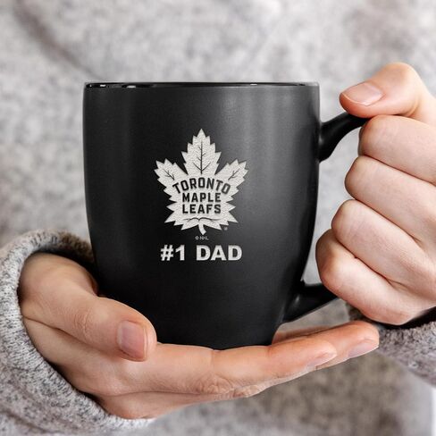 Rico Industries NHL Hockey #1 Dad 15oz Laser Engraved Matte Black Ceramic Bistro Mug - for Hot or Cold Drinks in Saudi Arabia
