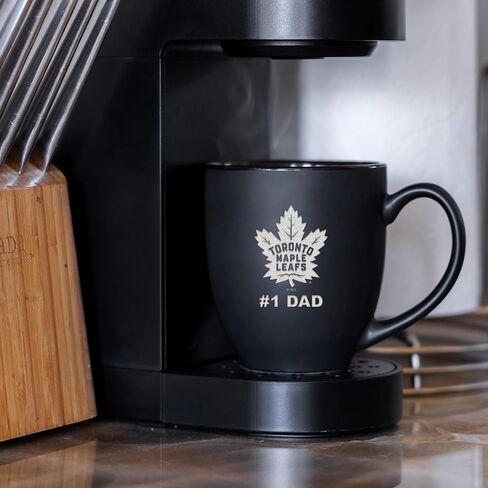 Rico Industries NHL Hockey #1 Dad 15oz Laser Engraved Matte Black Ceramic Bistro Mug - for Hot or Cold Drinks in Saudi Arabia