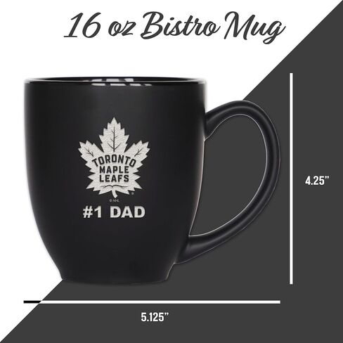 Rico Industries NHL Hockey #1 Dad 15oz Laser Engraved Matte Black Ceramic Bistro Mug - for Hot or Cold Drinks in Saudi Arabia