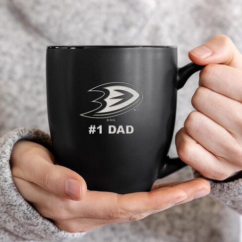 Rico Industries NHL Hockey #1 Dad 15oz Laser Engraved Matte Black Ceramic Bistro Mug - for Hot or Cold Drinks in Saudi Arabia