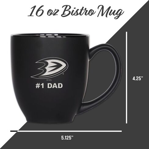 Rico Industries NHL Hockey #1 Dad 15oz Laser Engraved Matte Black Ceramic Bistro Mug - for Hot or Cold Drinks in Saudi Arabia