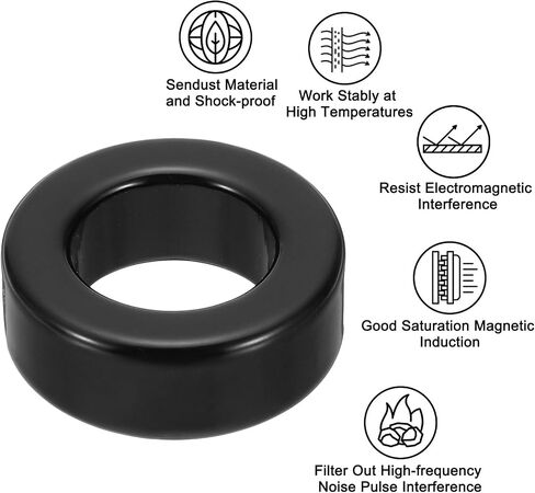 uxcell 2Pcs Toroid Core, 23x36x13mm Iron Ferrite Chokes Ring Power Toroidal Transformer to Stabilize Signal Transmission Resist Electromagnetic Interference, Black in Saudi Arabia