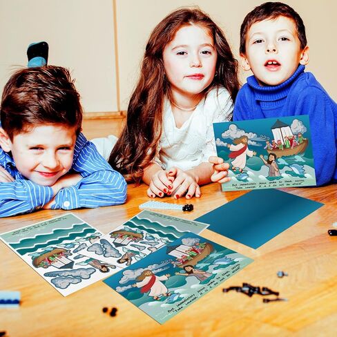 24 Set Jesus Walk on Water Scenes Craft Kit Religious Stickers for Kids DIY Christian Catholic Bible Craft Faith Jesus Craft for Sunday School Activities Gifts in Kuwait