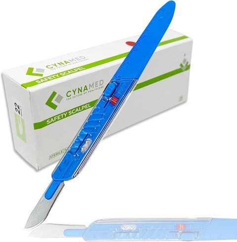 Cynamed Premium Disposable Scalpel w/Retractable Blade and Measurement Scales for Craft, Dermaplaining, Dermatology, Podiatry, Laboratory, Surgical, Dental, Veterinary & More (#15) in Saudi Arabia