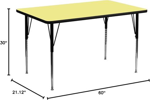 Flash Furniture 30''W x 60''L Rectangular Yellow Thermal Laminate Activity Table - Standard Height Adjustable Legs in Saudi Arabia
