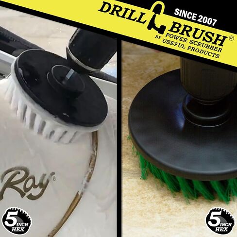 فرشاة الحفر - مجموعة تنظيف الفرشاة الدوارة مقاس 5 بوصات - الكالسيوم والرواسب المعدنية وزبدة الصابون والصدأ - مزيل بقع الماء العسر - منظف الجص - ستارة الدش - سجادة الحمام - إكسسوارات الحمام - باب الدش in Kuwait