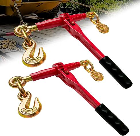 Ratchet Chain Binders 3/8'' - 1/2'' | Heavy Duty Load Binders w/Clevis Hooks | 9,200 Lbs Working Load | Compatible with G43, G70 & G80 Chains | Secure Tie Down Binder for Hauling and Towing in Saudi Arabia