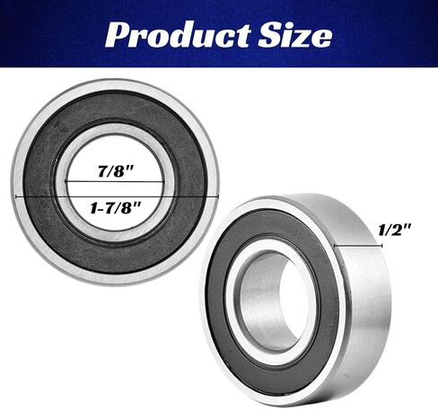 R14-2RS محامل كروية ID 7/8" x OD 1-7/8" x العرض 1/2" محامل ختم مطاطي مزدوج من الفولاذ الكروم مشحم مسبقًا (عبوة من 8) in Kuwait