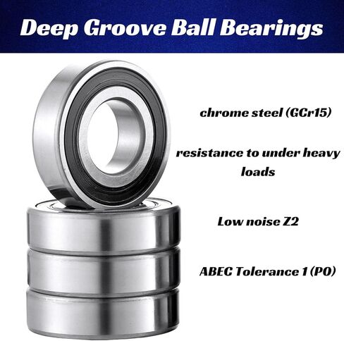 R14-2RS محامل كروية ID 7/8" x OD 1-7/8" x العرض 1/2" محامل ختم مطاطي مزدوج من الفولاذ الكروم مشحم مسبقًا (عبوة من 8) in Kuwait