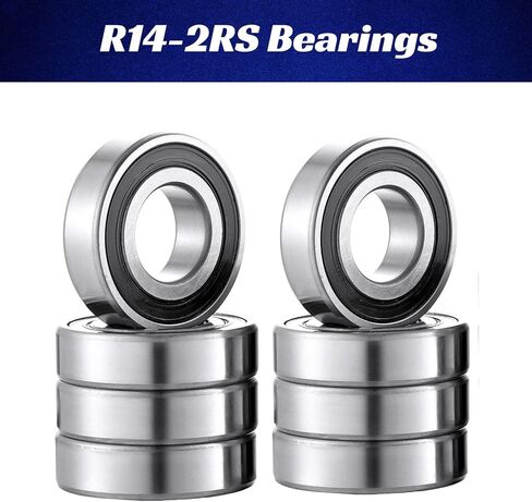 R14-2RS محامل كروية ID 7/8" x OD 1-7/8" x العرض 1/2" محامل ختم مطاطي مزدوج من الفولاذ الكروم مشحم مسبقًا (عبوة من 8) in Kuwait
