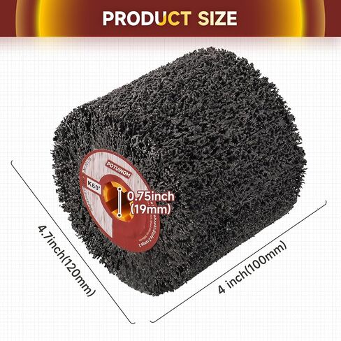 Abrasive Drawing Wheel Surface Conditioning Tool 40 Grit 120 x 100 x 19 mm Wire Drawing Polishing Burnishing Wheel for Wood Metal Surface Polishing 4.7"x 4" in Kuwait