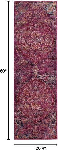 SAFAVIEH Crystal Collection Accent Rug - 2'2" x 5', Fuchsia & Purple, Medallion Distressed Design, Non-Shedding & Easy Care, Ideal for High Traffic Areas in Entryway, Living Room, Bedroom (CRS512S) in Saudi Arabia