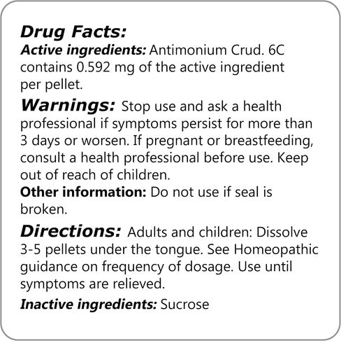 Antimonium Crudum 200C Homeopathic Remedy, 270 Pellets in Saudi Arabia