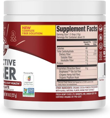 Manitoba Harvest Organic BioActive Fiber Supplement with 6g Fiber per Serving – Digestive Hemp & Psyllium Husk Powder – Non-GMO, Vegan & Kosher, 8oz in Saudi Arabia