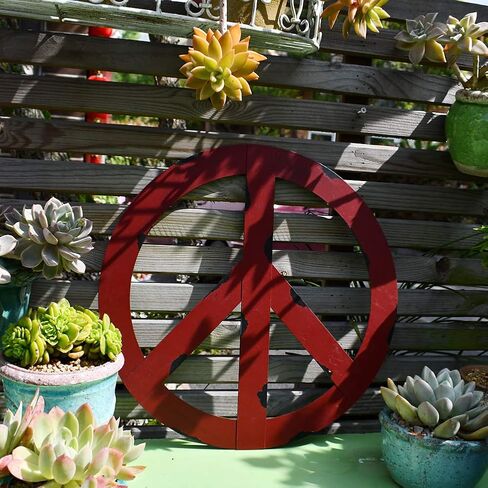 Veclotch Patriotic American Flag Metal Peace Sign, Decorative Hanging Sign Wall Decor Star&Stripes Art for Home Door Indoor Outdoor Fourth of July Decoration (12 inch, Red White Blue) in Saudi Arabia
