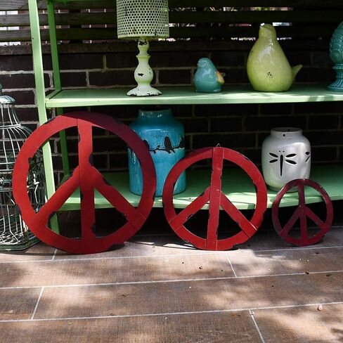 Veclotch Patriotic American Flag Metal Peace Sign, Decorative Hanging Sign Wall Decor Star&Stripes Art for Home Door Indoor Outdoor Fourth of July Decoration (12 inch, Red White Blue) in Saudi Arabia