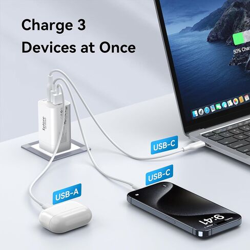 SELORE 65W USB C Charger Plug Fast Charging Foldable Wall Plug with 100W USB C Cable, USB C Wall Charger Block for MacBook Pro/Air, iPad, Samsung Galaxy S23/S22, iPhone 15/14, Dell XPS, Laptop in Saudi Arabia